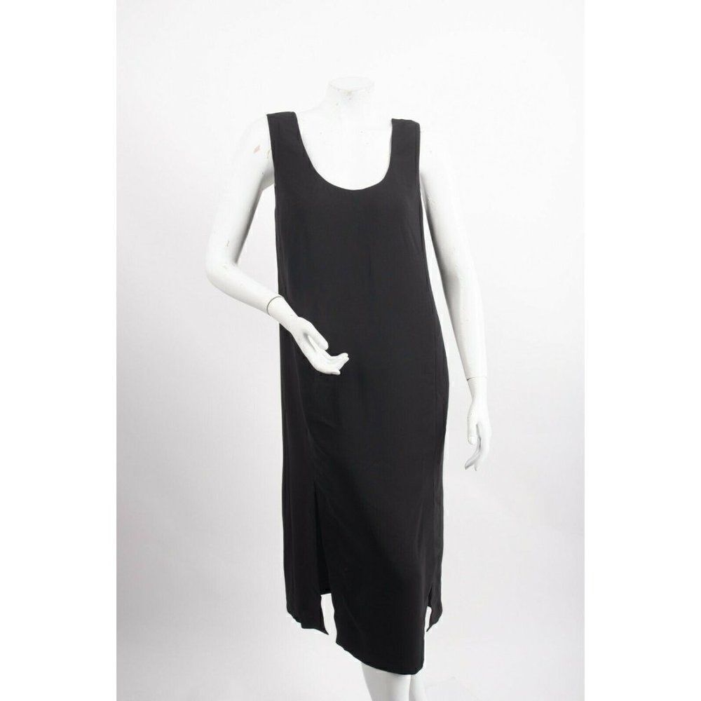 Massimo Dutti Womens Flowing Dress Us 6 Eu 38 Black Midi Sleeveless 6632/515 Nwt